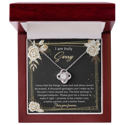 Gift for Girlfriend, Wife - Sorry, Cannot Be Erased - Love Knot Pendant Necklace