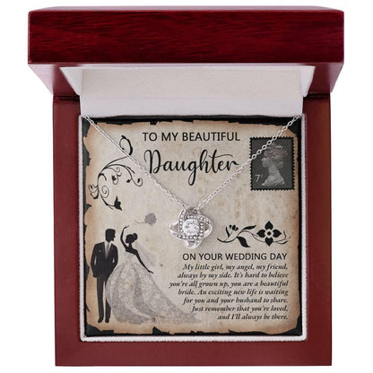 Daughter Wedding Day Gift Beautiful Bride Love Knot Pendant Necklace