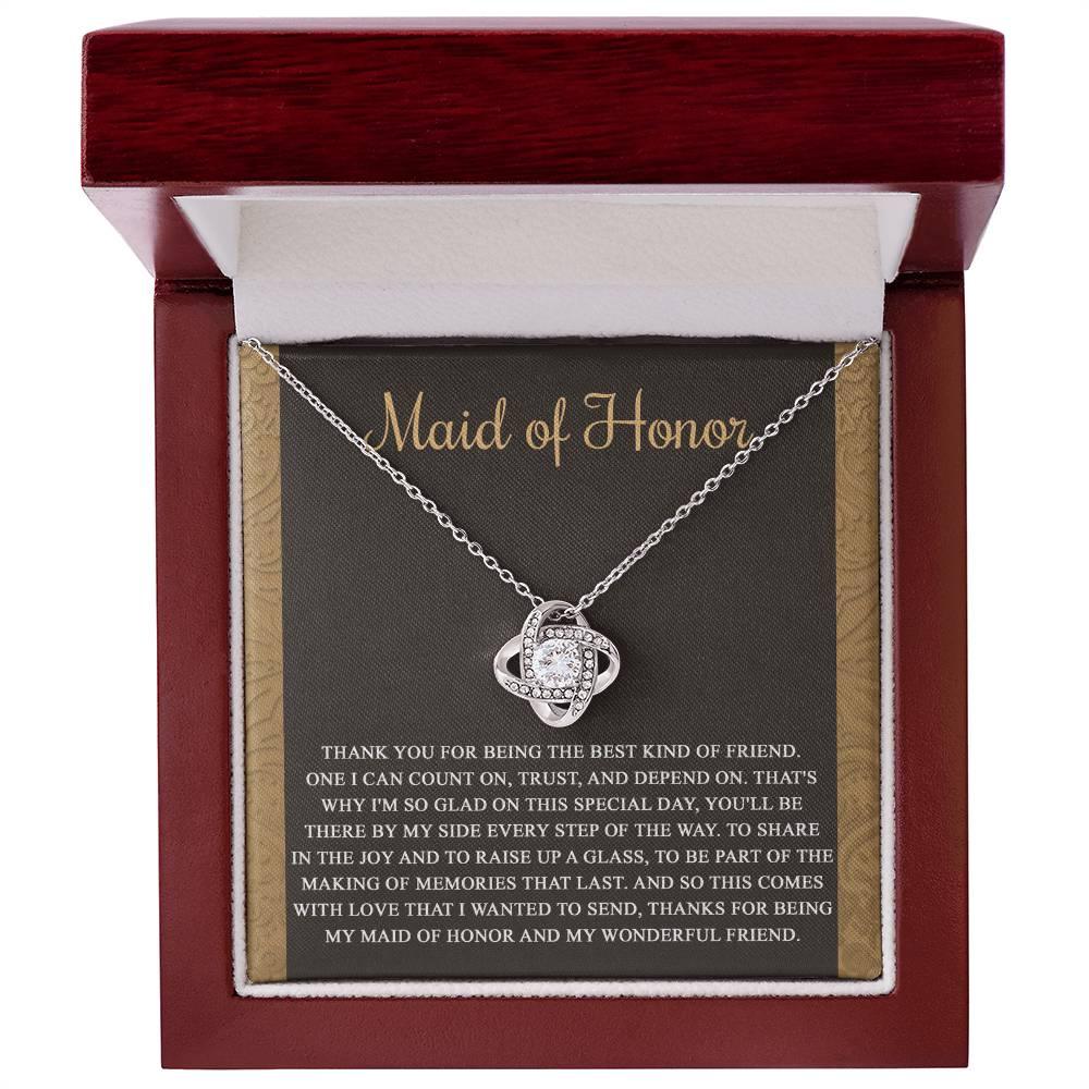 Maid of Honor Wedding Day Gift-Kind Of Friend- Love Knot Pendant Necklace