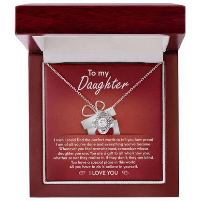 To My Daughter - Proud of You Love Knot Pendant Necklace