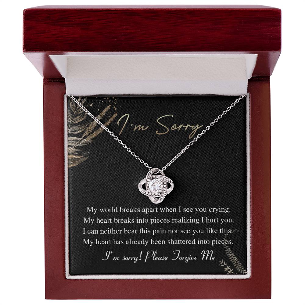 Apology Gift for Girlfriend, Wife, Soulmate - Sorry, See You Crying - Love Knot Pendant Necklace