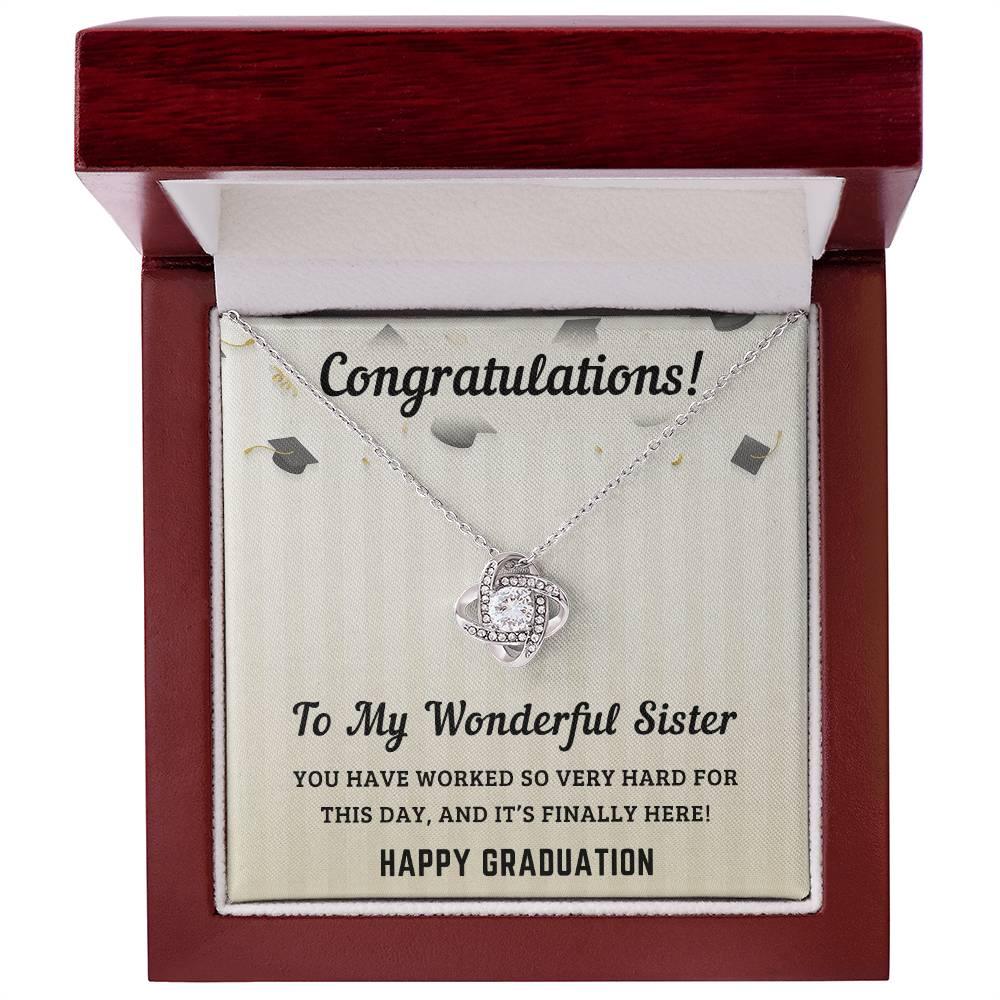 Sister Graduation Gift Congratulations You Have Worked So Hard Love Knot Pendant Necklace