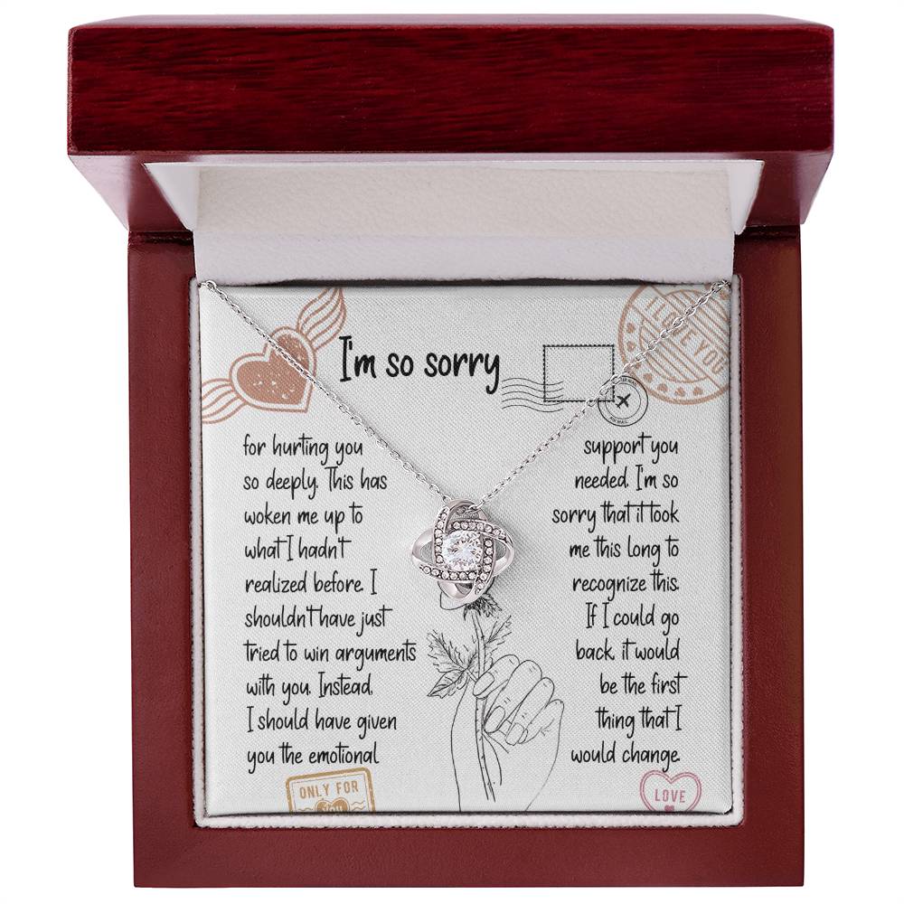 Apology Gift for Girlfriend, Wife, Soulmate, Emotional Support - Love Knot Pendant Necklace