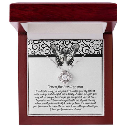 Apology Gift - Sorry for Hurting You - I am Nothing Without You - Love Knot Pendant Necklace