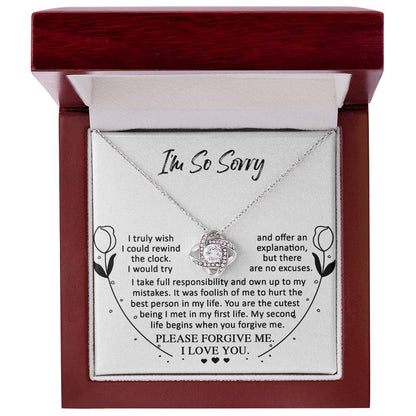 Apology Gift for Girlfriend, Wife, Soulmate - Sorry, My First Life - Love Knot Pendant Necklace