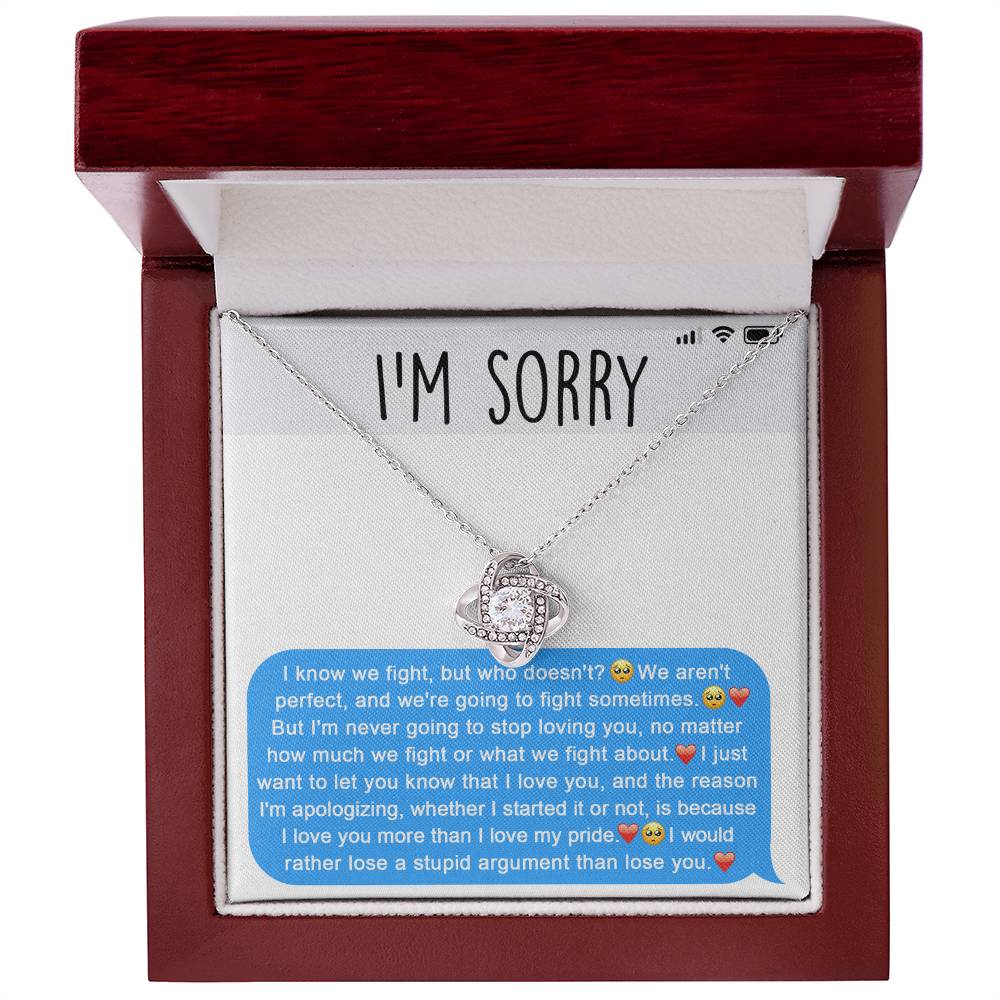 Apology Gift for Girlfriend, Wife, Soulmate - Sorry, Stupid Argument - Love Knot Pendant Necklace