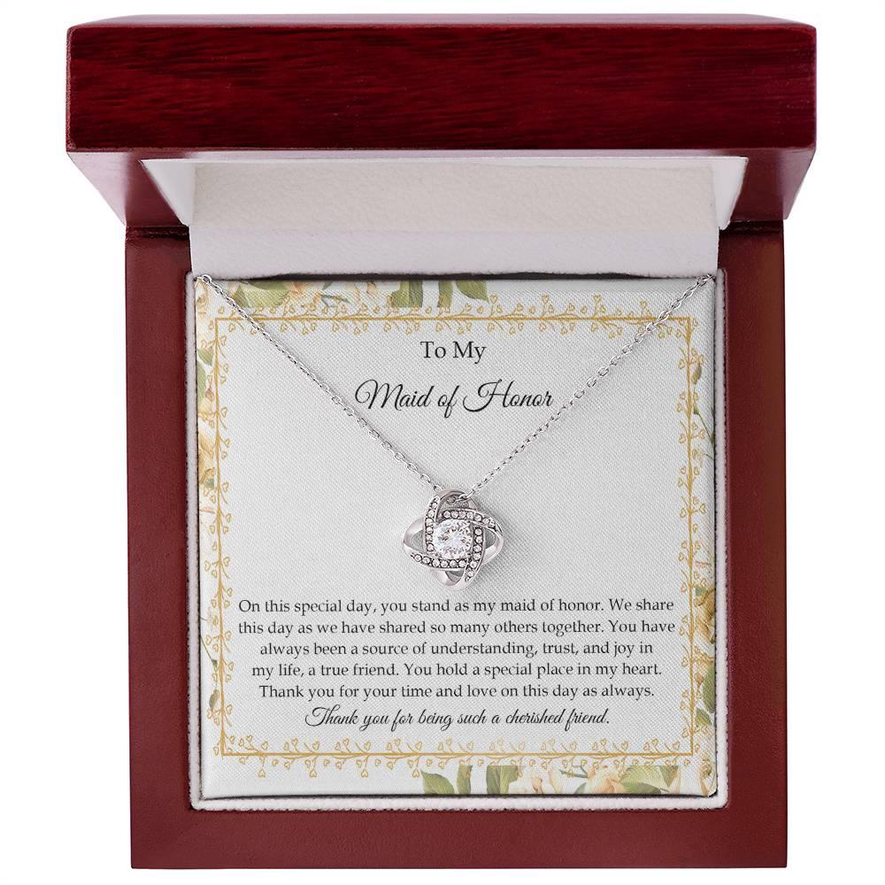 Maid of Honor Wedding Day Gift - Share This Day - Love Knot Pendant Necklace