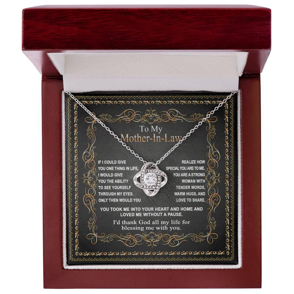 Mother-in-Law Gift You Took Me Into Your Heart and Home Love Knot Pendant Necklace