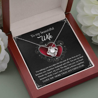 To My Beautiful Wife - My Heart Became Whole Love Knot Pendant Necklace