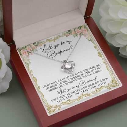 Bridesmaid Proposal Gift Keep The Tradition Alive Love Knot Pendant Necklace