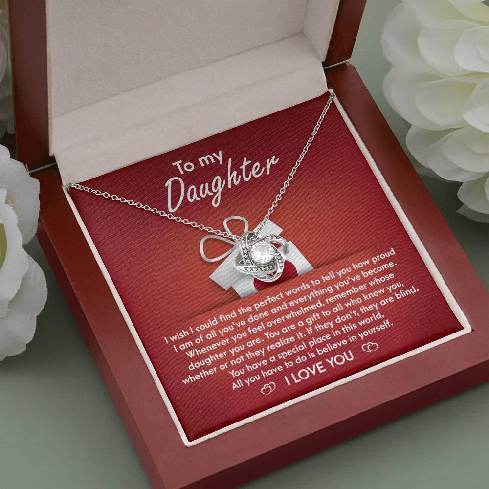 To My Daughter - Proud of You Love Knot Pendant Necklace