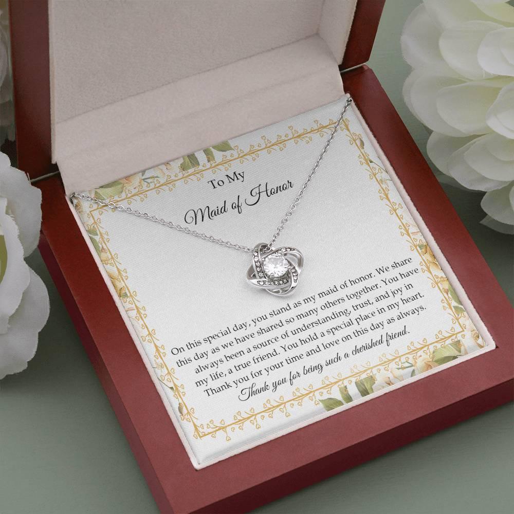 Maid of Honor Wedding Day Gift - Share This Day - Love Knot Pendant Necklace