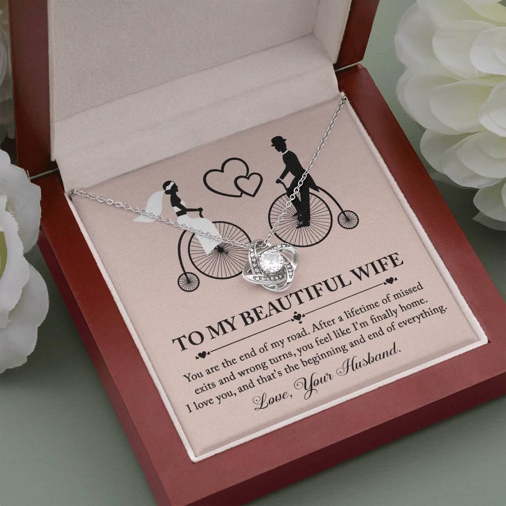 Wife Wedding Day Gift - I'm Finally Home Love Knot Pendant Necklace