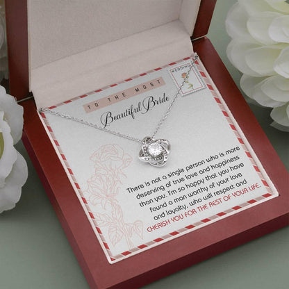 To The Beautiful Bride Wedding Gift Love Knot Pendant Necklace