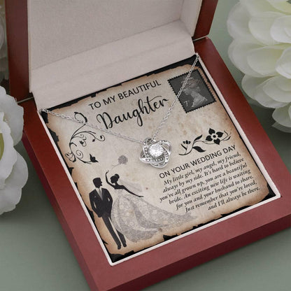 Daughter Wedding Day Gift Beautiful Bride Love Knot Pendant Necklace