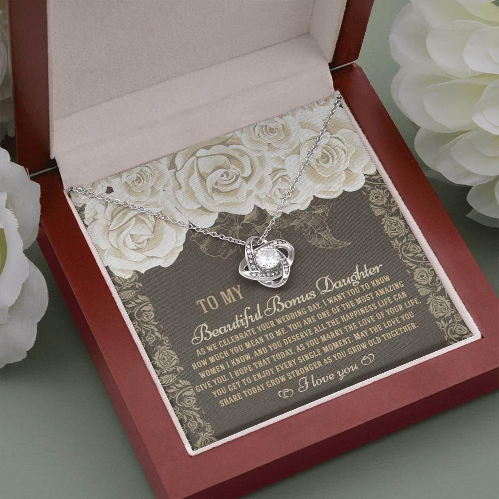 Bonus Daughter Wedding Day Gift - Grow Old Together - Love Knot Pendant Necklace