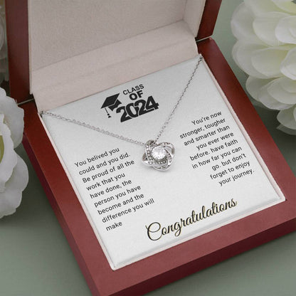 Graduation Gift Class of 2024 You Believed you Could Congratulations Love Knot Pendant Necklace