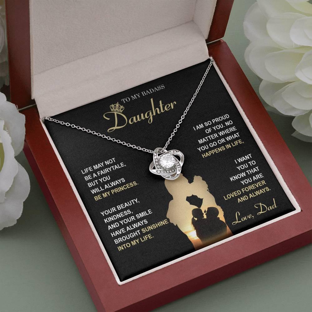 Daughter Wedding Day Gift - Be My Princess - Love Knot Pendant Necklace