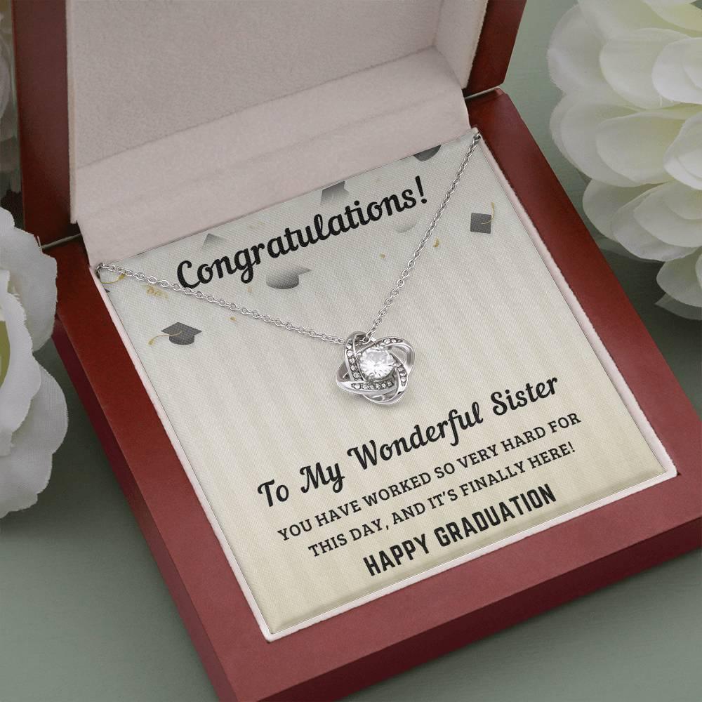 Sister Graduation Gift Congratulations You Have Worked So Hard Love Knot Pendant Necklace