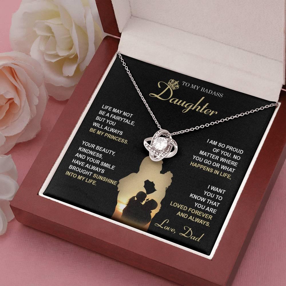 Daughter Wedding Day Gift - Be My Princess - Love Knot Pendant Necklace