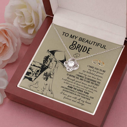 To My Beautiful Bride -  My Best Friend, Faithful Partner Love Knot Pendant Necklace Wedding Day Gift