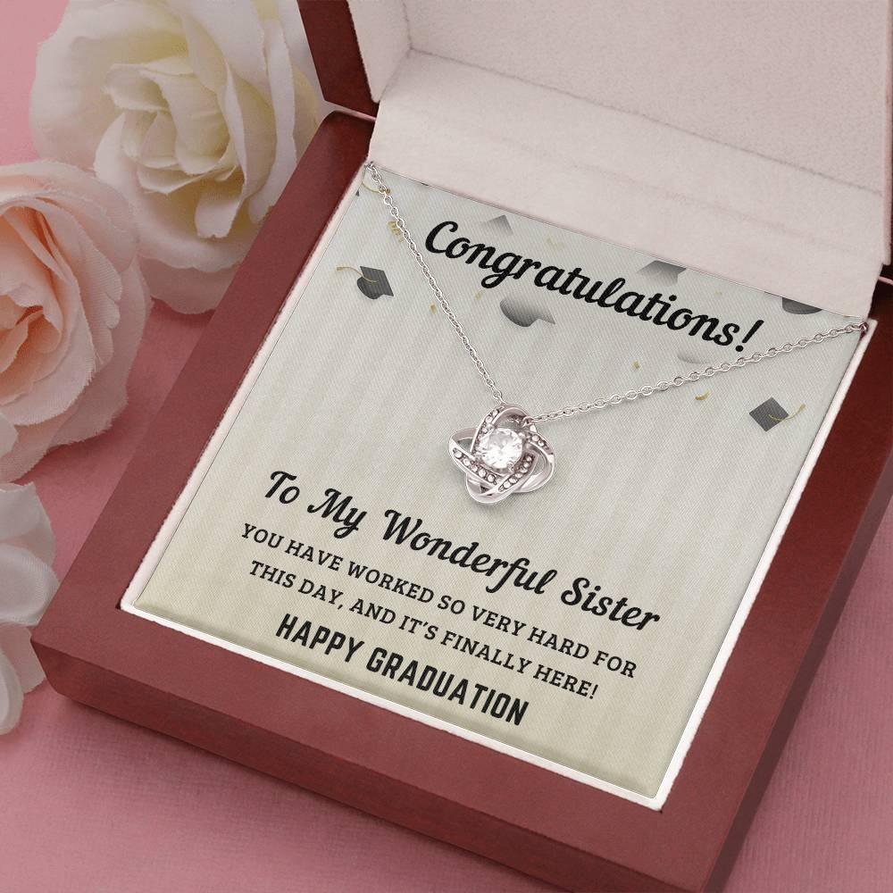 Sister Graduation Gift Congratulations You Have Worked So Hard Love Knot Pendant Necklace