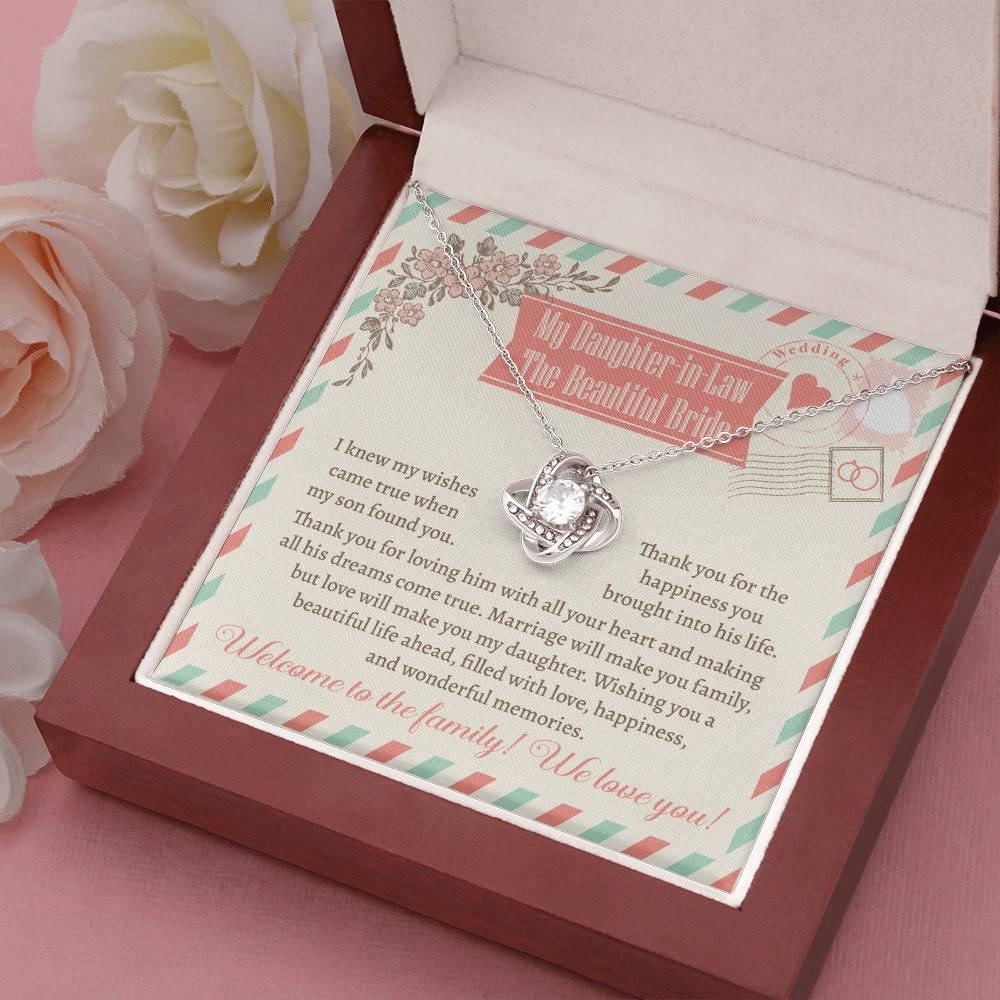 Daughter-In-Law Wedding Day Gift Welcome to the Family Love Knot Pendant Necklace