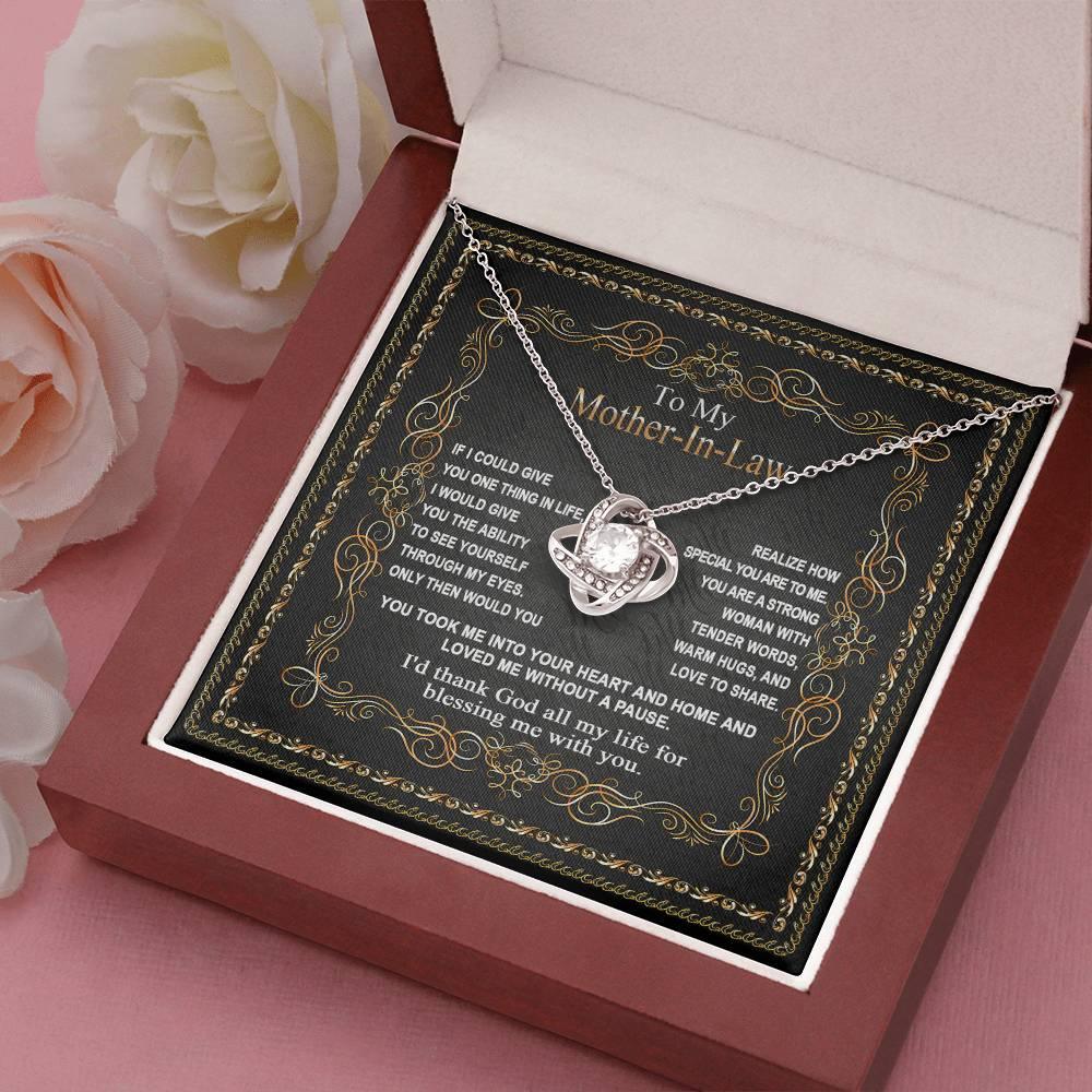 Mother-in-Law Gift You Took Me Into Your Heart and Home Love Knot Pendant Necklace