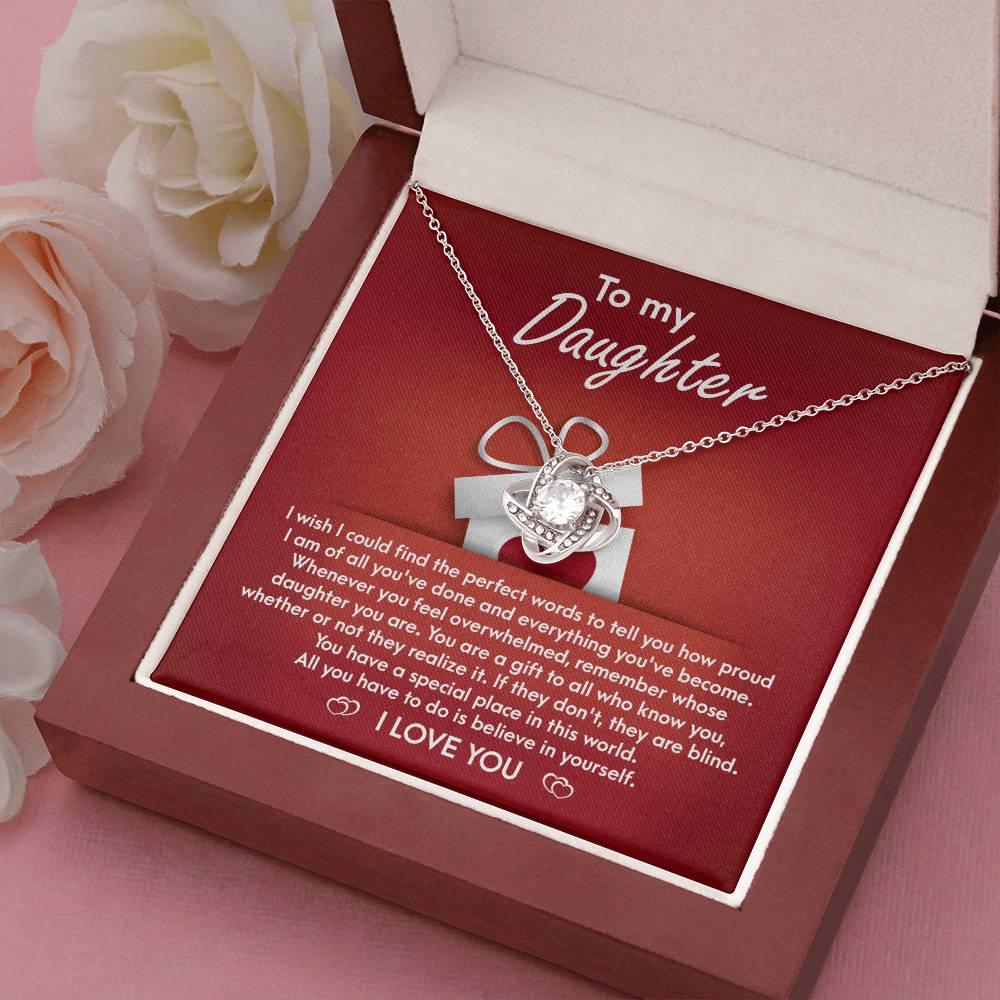 To My Daughter - Proud of You Love Knot Pendant Necklace