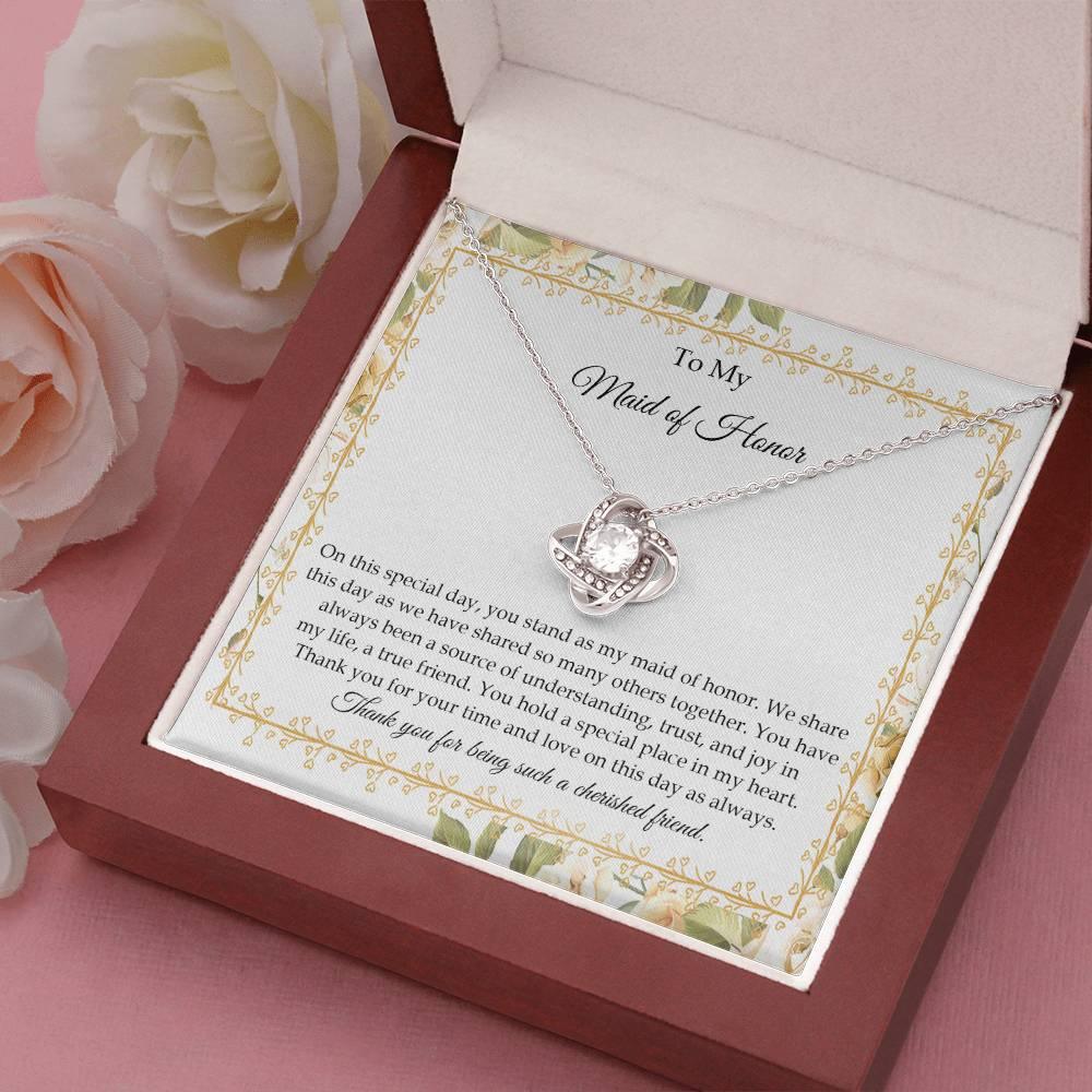 Maid of Honor Wedding Day Gift - Share This Day - Love Knot Pendant Necklace