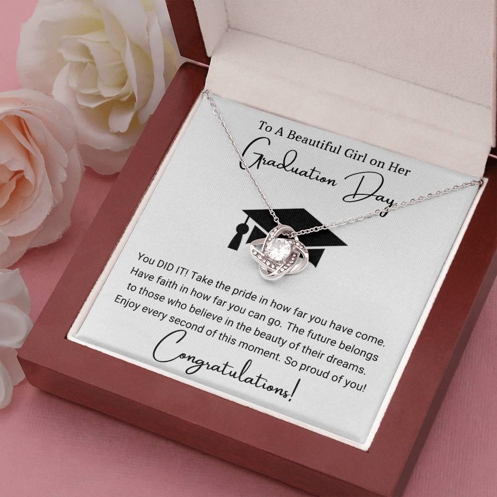 Graduation Gift For Her To A Beautiful Girl Congratulations Love Knot Pendant Necklace