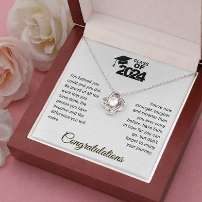 Graduation Gift Class of 2024 You Believed you Could Congratulations Love Knot Pendant Necklace