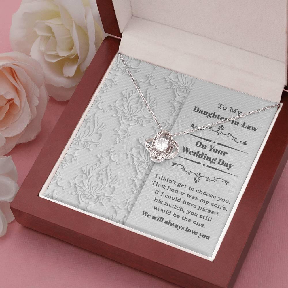 Daughter-In-Law Wedding Day Gift My Son Chose You Love Knot Pendant Necklace