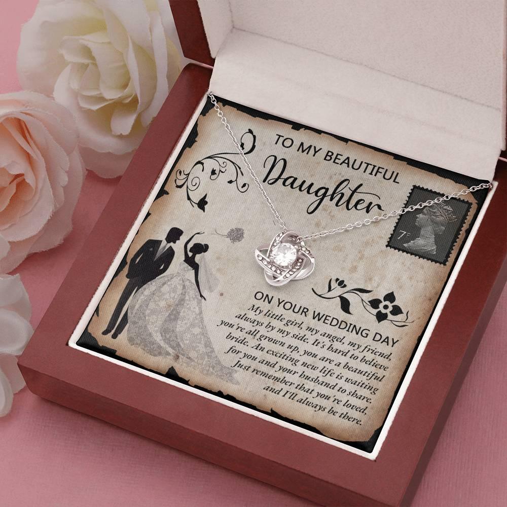 Daughter Wedding Day Gift Beautiful Bride Love Knot Pendant Necklace