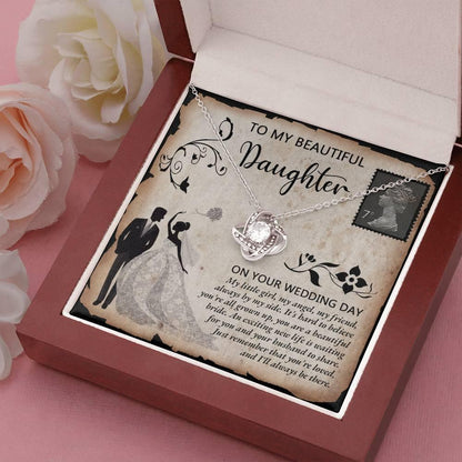 Daughter Wedding Day Gift Beautiful Bride Love Knot Pendant Necklace