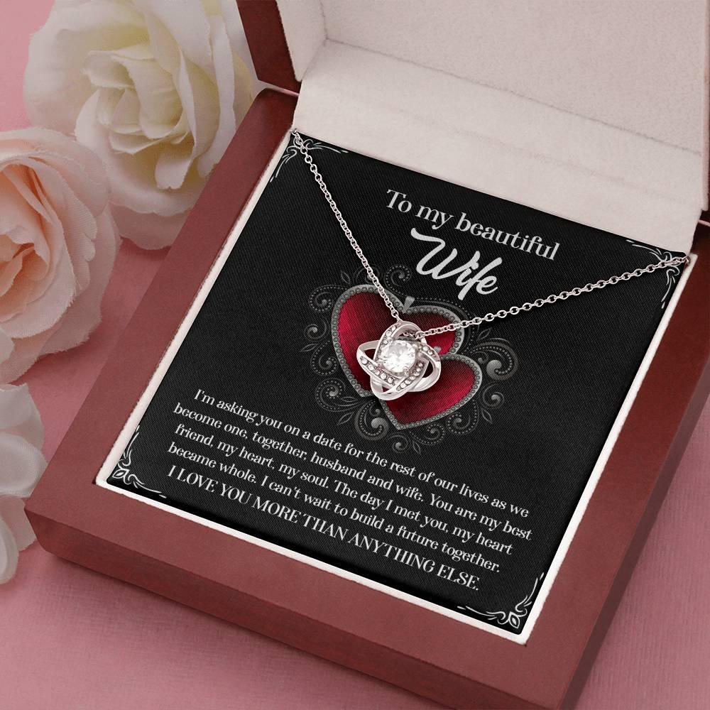 To My Beautiful Wife - My Heart Became Whole Love Knot Pendant Necklace