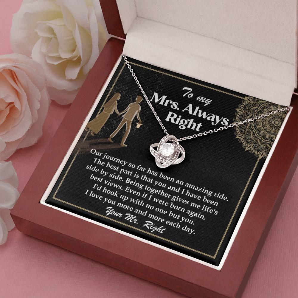 Wife Gift Always Right Love Knot Pendant Necklace