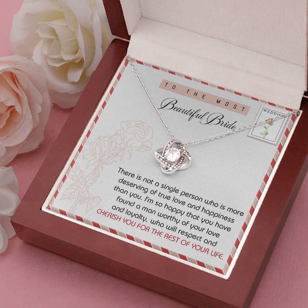 To The Beautiful Bride Wedding Gift Love Knot Pendant Necklace