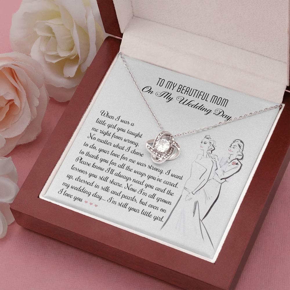 Gift for Mom Wedding Day Gift Always Your Little Girl Love Knot Pendant Necklace