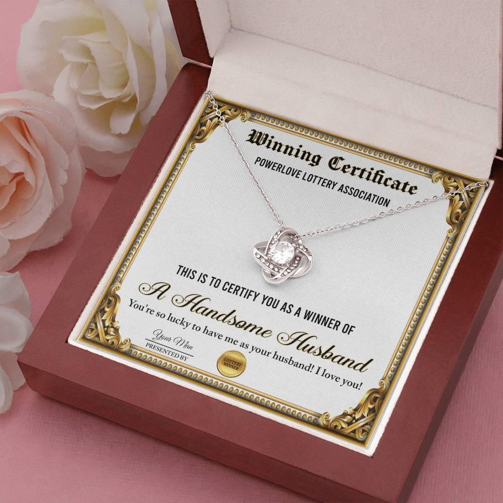 Wife Wedding Day, Anniversary, Birthday Gift - Winning Certificate - Love Knot Pendant Necklace