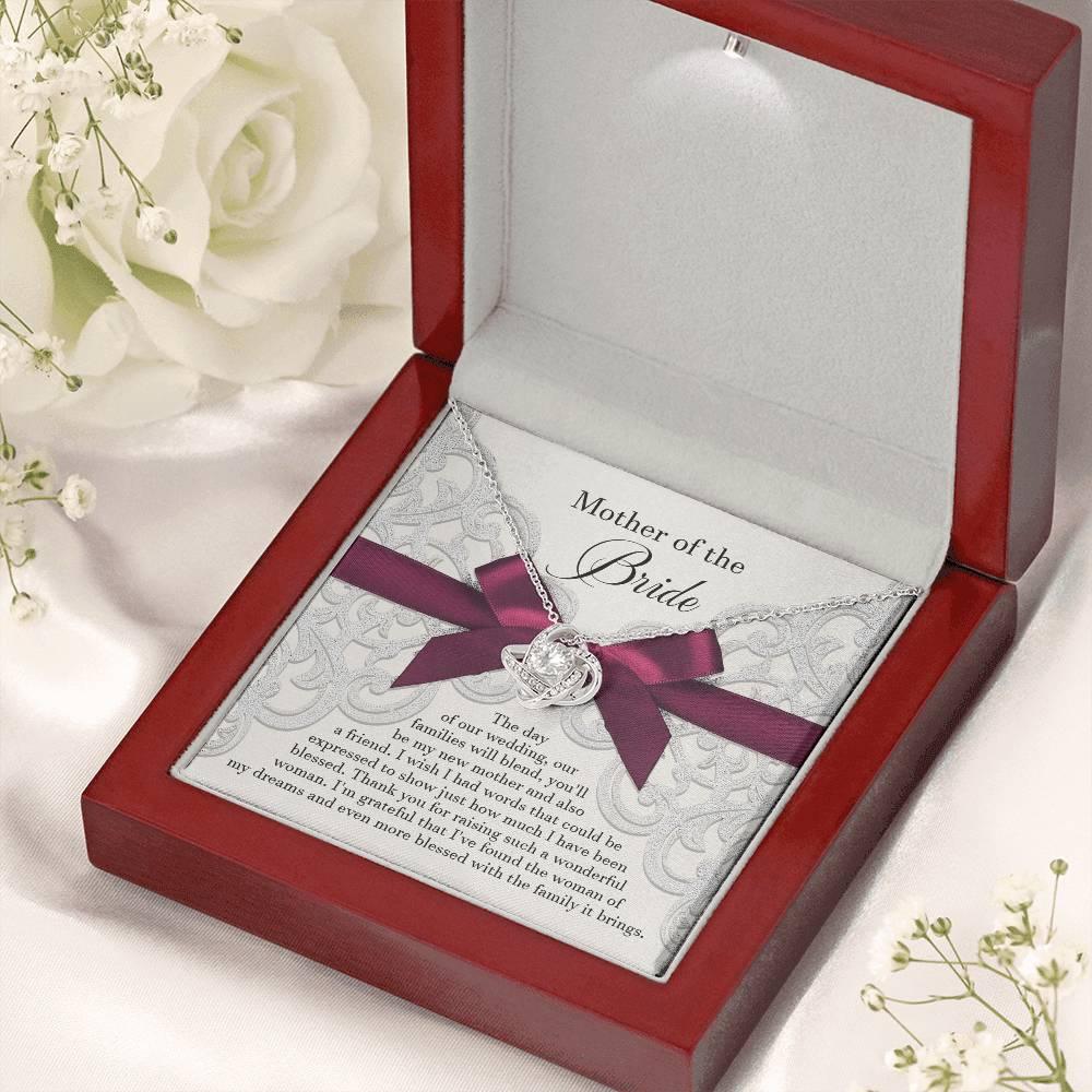 Mother of the Bride Wedding Day Gift - Our Families Will Blend - Love Knot Pendant Necklace