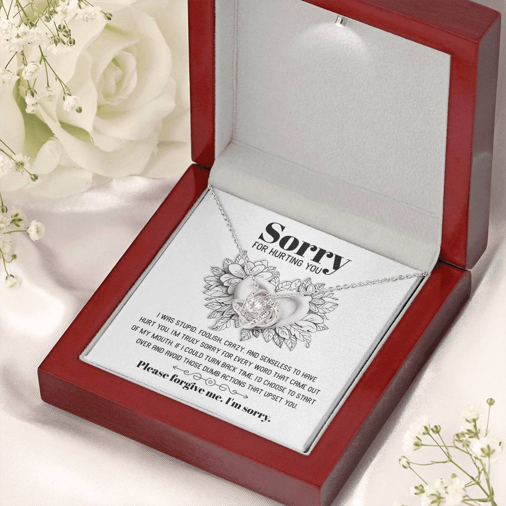 Apology Gift for Girlfriend, Wife, Soulmate-Sorry, Turn Back Time - Love Knot Pendant Necklace