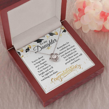 Daughter Congratulations on Your Graduation Your Future is Bright Love Knot Pendant Necklace