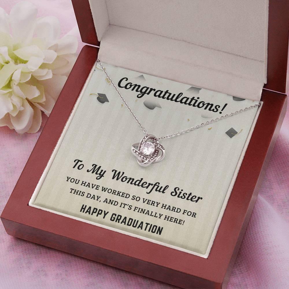 Sister Graduation Gift Congratulations You Have Worked So Hard Love Knot Pendant Necklace