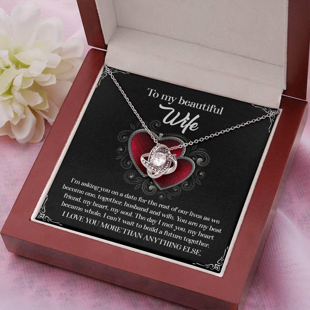 To My Beautiful Wife - My Heart Became Whole Love Knot Pendant Necklace