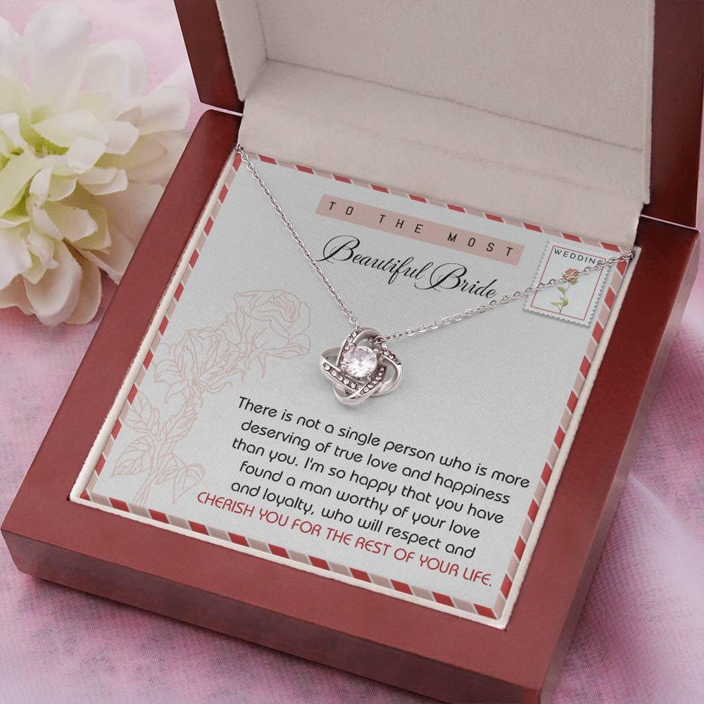 To The Beautiful Bride Wedding Gift Love Knot Pendant Necklace