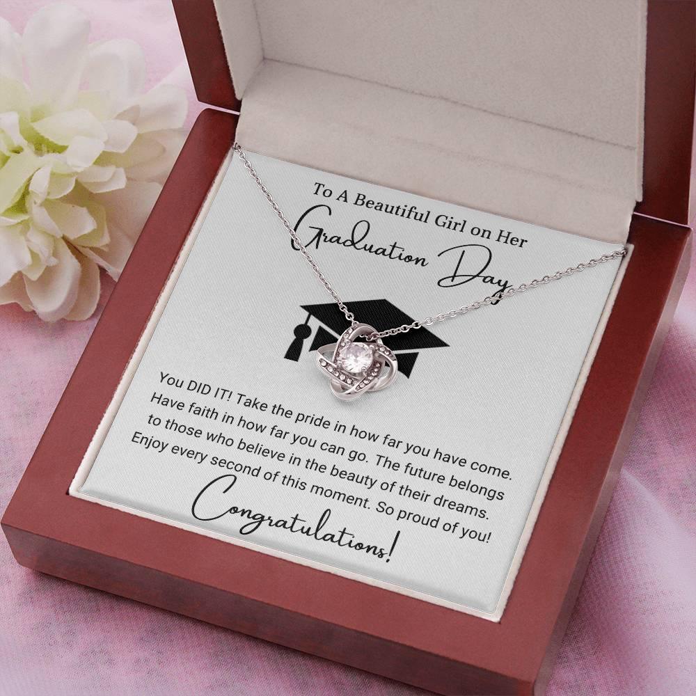 Graduation Gift For Her To A Beautiful Girl Congratulations Love Knot Pendant Necklace