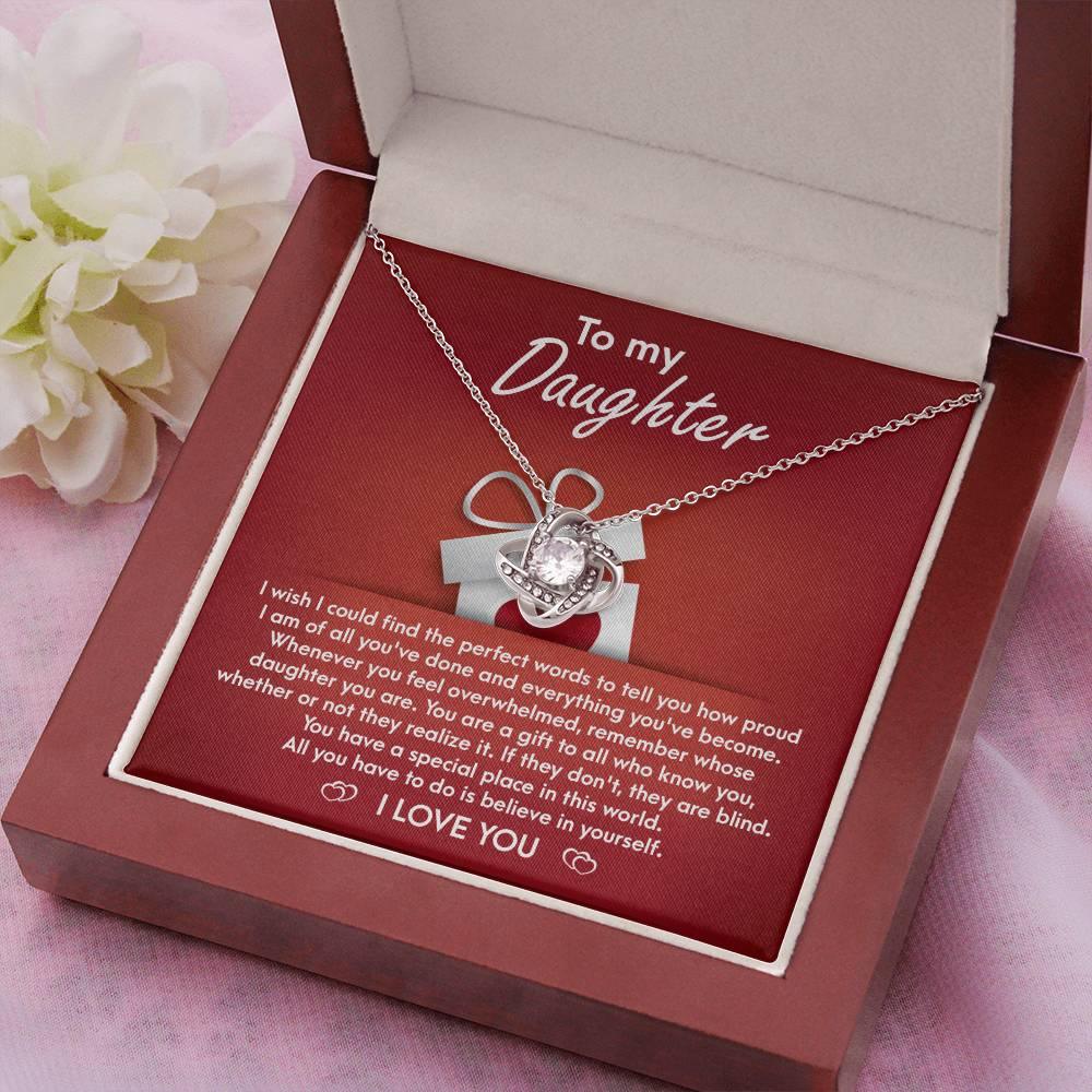 To My Daughter - Proud of You Love Knot Pendant Necklace