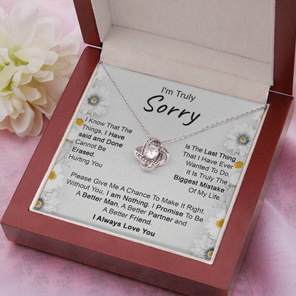 Apology Gift for Girlfriend, Wife, Soulmate - I’m Truly Sorry - Love Knot Pendant Necklace