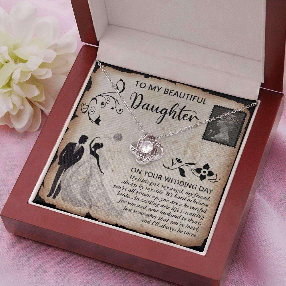 Daughter Wedding Day Gift Beautiful Bride Love Knot Pendant Necklace